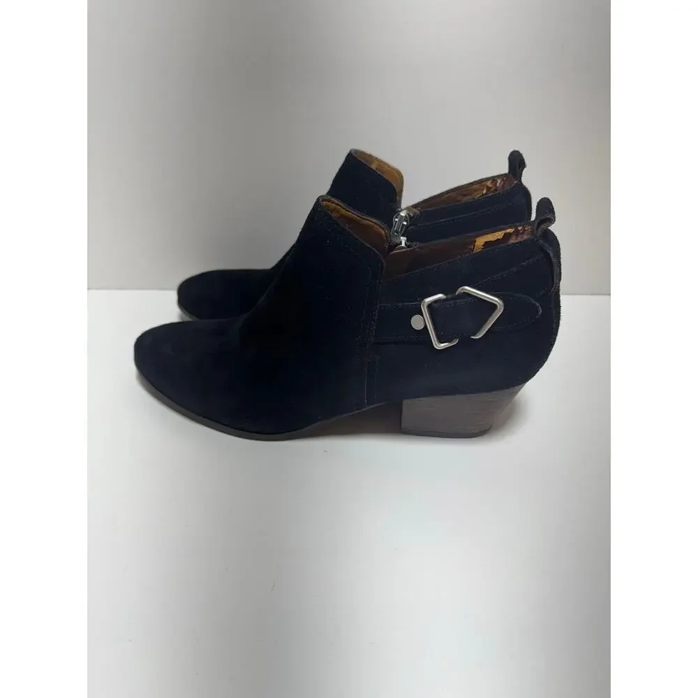 Franco Sarto Boots Women’s Sz 10 Garfield Ankle Booties Black Leather Block Heel